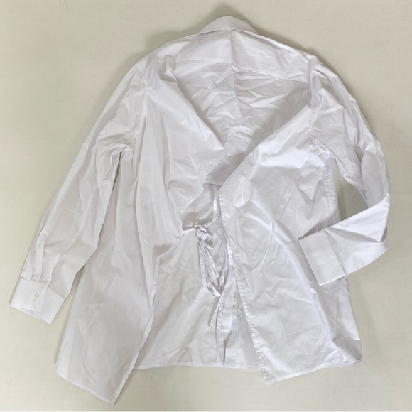 Ronny Kobo Kayla Open Back Button Down Tie Cut Out Shirt Top Blouse Medium - Picture 7 of 9